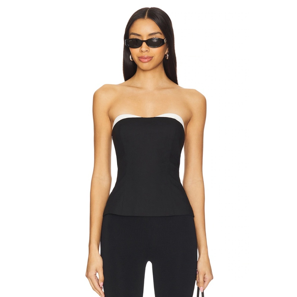 Anika Strapless Corset Top in Black & White Superdown Brand